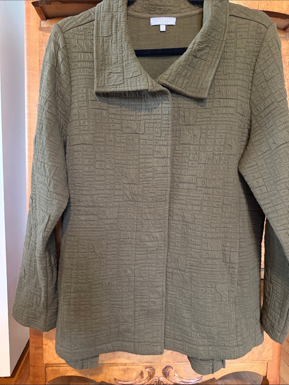 Habitat Olive Textured Jacket with Hidden snaps and wide collar